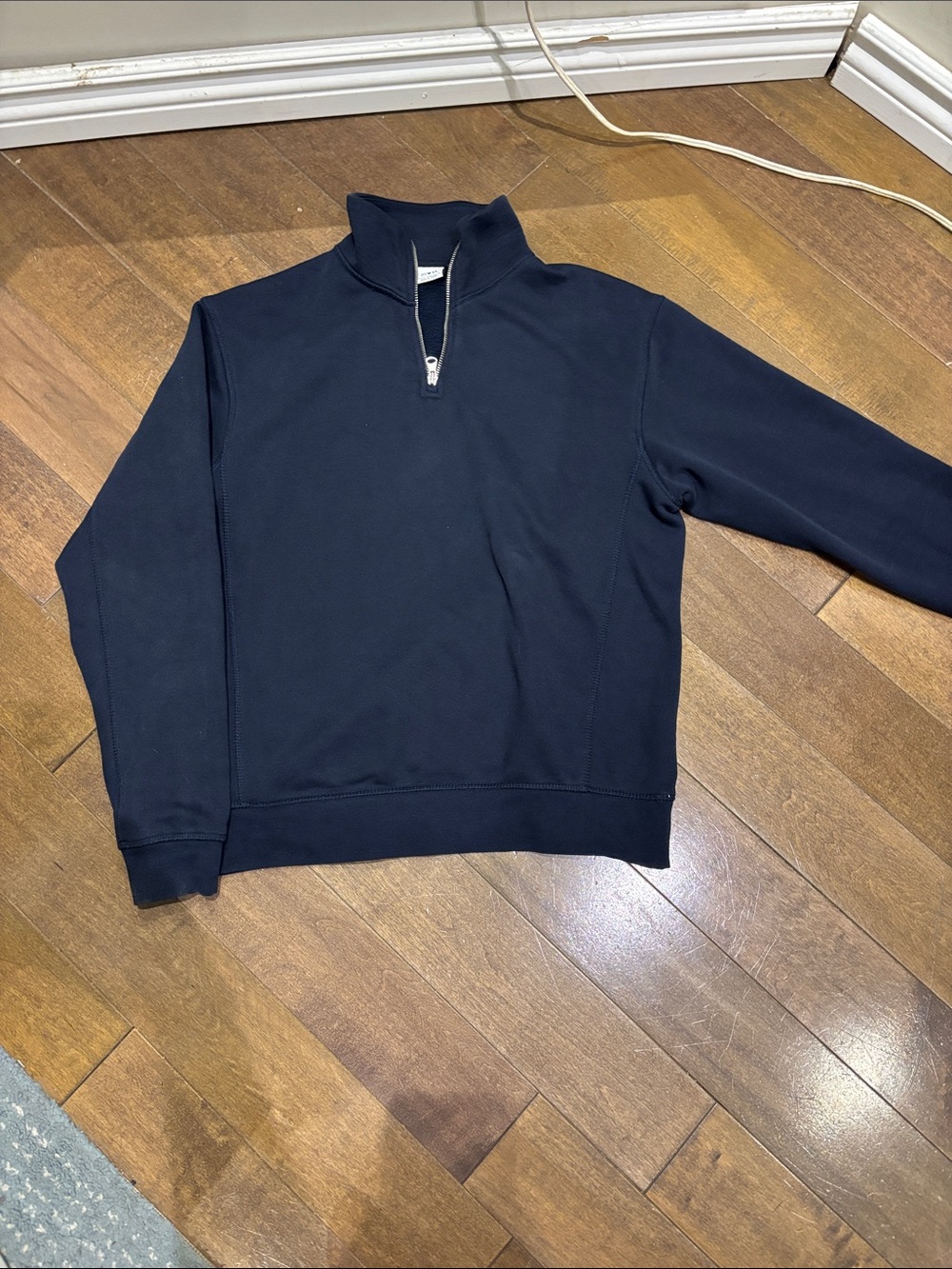 Zara Men's Dark Blue Half-Zip Sweater